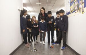 Pupils from Anderston PS show off their micro:bit cars